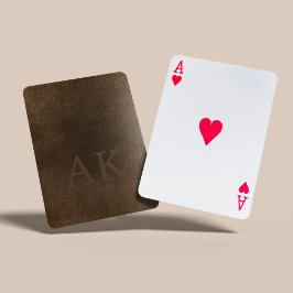 Monogram Vintages, elegantes, braunes Lederlook Spielkarten
