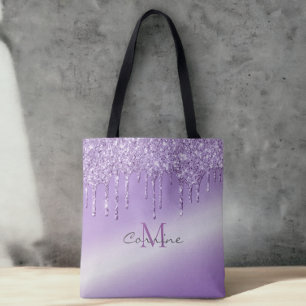 Monogram Violet Lila Dripping Glitzer Metallic Tasche