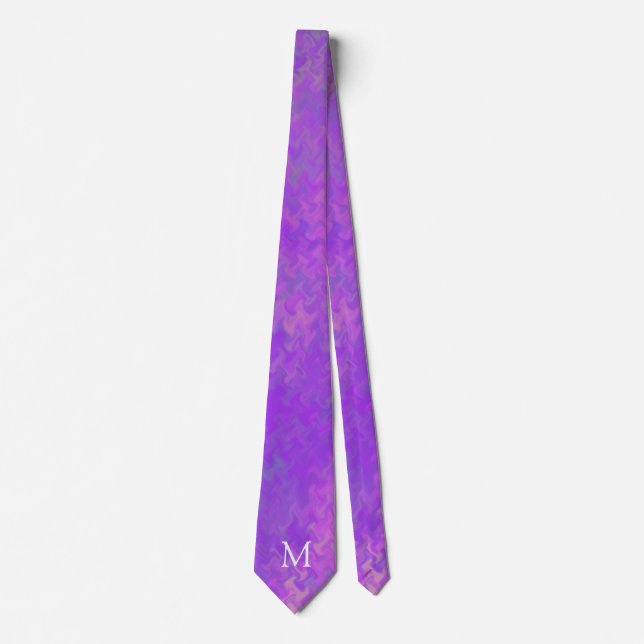 Monogram Violet Marble Art Krawatte (Vorderseite)