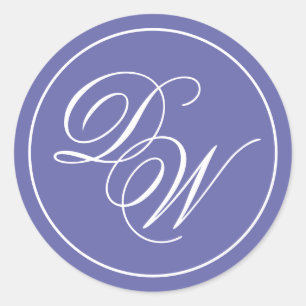 Monogram Violett Lila 2 Anfangsbuchstaben Kalligra Runder Aufkleber