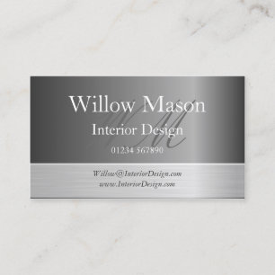 Monogram-Visitenkarte aus Grau und Brushed Steel Visitenkarte