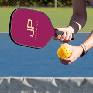 Monogram Viva Magenta Gold Template Elegant Pickleball Schläger