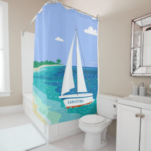Monogram Voilier Tropical Beach Douche rideau