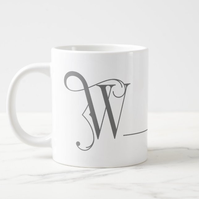 Monogram W in Beautiful Scroll Typografy Jumbo-Tasse (Links)