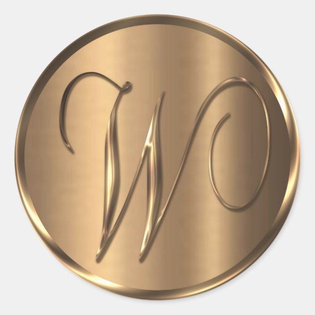 Monogram W NONMETALLIC Bronze Umschlag Aufkleber (Vorderseite)