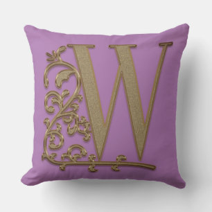 Monogram W Violet Blume Hochzeit Geburtstag Kissen