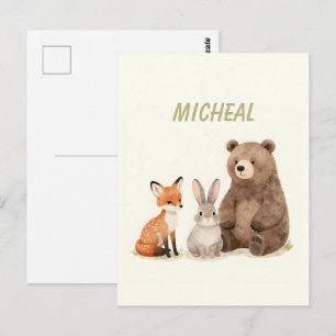 Monogram-Waldtiere Postkarte