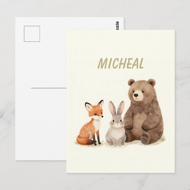 Monogram-Waldtiere  Postkarte (Vorne/Hinten)