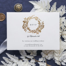 Monogram Wappen Classic Elegant Wedding QR CODE RSVP Karte