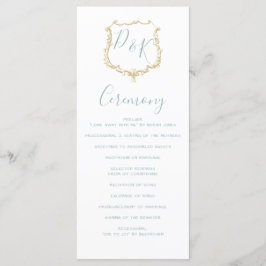 Monogram Wappen Gold Dusty Blue Wedding Programme