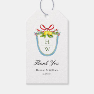 Monogram Wappen mit Lemons Wedding Danke Geschenkanhänger