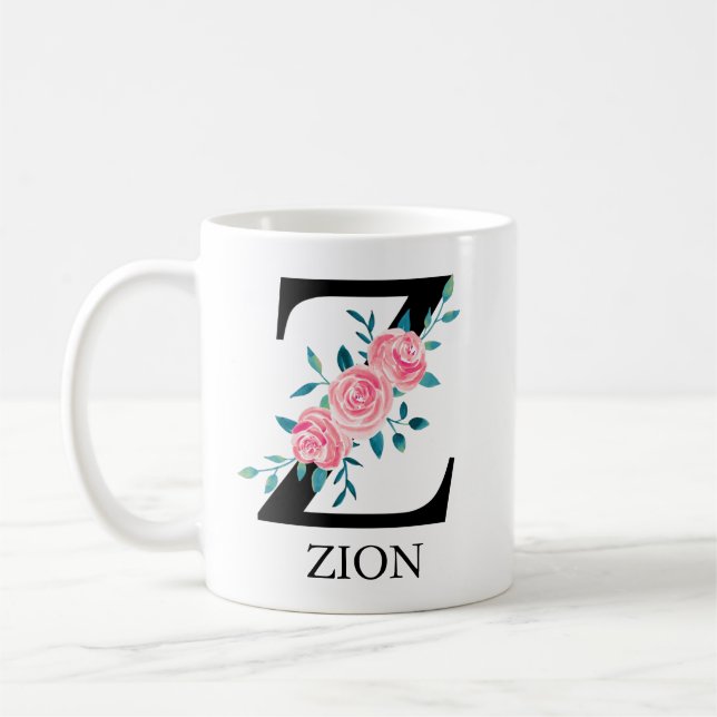 Monogram Wasserfarbe Custom Single Letter Z Kaffeetasse (Links)