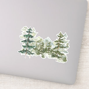 Monogram Wasserfarben Pine Forest Mountain Rustika Aufkleber