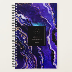 Monogram Wasserfarbgeode Lila Rose Gold Agate Planer
