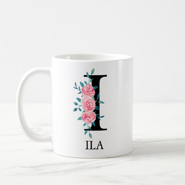 Monogram Watercolor Custom Single Letter Coffee I Kaffeetasse (Links)