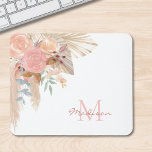 Monogram Watercolor Floral Mousepad<br><div class="desc">Dieses mit Monogramm Mauspad verfügt über Aquarellgras,  Eukalyptus,  Blume und getrocknete Blätter. Einfach anpassbar. Original Wasserfarbe © Michele Davies.</div>