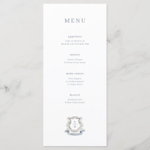 Monogram Watercolor Floral Wappen Wedding Menükarte