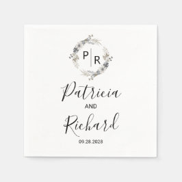 Monogram Watercolor Floral Wedding Serviette