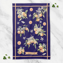 Monogram Watercolor Orange Floral Botanical