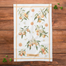 Monogram Watercolor Orange Floral Botanical