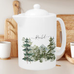 Monogram Watercolor Pine Forest Mountain Ästhetik<br><div class="desc">Stilvoll schlürfen wir mit unserem Monogram Watercolor Pine Forest Berg Ästhetische Teekanne! Lassen Sie sich von der Schönheit der Natur verzaubern und genießen Sie Ihr Getränk mit einer Touch rustikalen Charmes.</div>