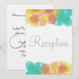 Monogram Watercolor Pink Yellow Blue Empfang Einladung