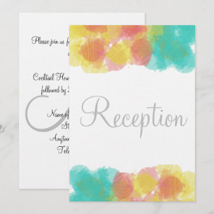 Monogram Watercolor Pink Yellow Blue Empfang Einladung