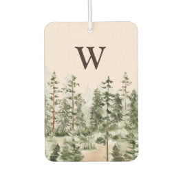 Monogram Watercolor Rustikaler Grünwald Autolufterfrischer