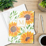 Monogram Watercolor Sonnenblumen Grünplaner Planer<br><div class="desc">Dieser Blumenplaner ist mit gelben Aquarellblumen und grünem Blattwerk dekoriert. Passen Sie es mit Ihrem Monogramm an. Verwenden Sie zum Bearbeiten das Entwurfstool, um den Schriftart, die Größe des Schriftartes oder die Farbe zu ändern. Weil wir unsere Kunstwerke erstellen, werden Sie dieses exakte Bild von anderen Designern nicht finden. Original...</div>