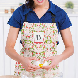 Monogram Watercolor Strawberry Blossom Muster Schürze
