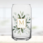 Monogram Watercolor Tropical Green Leaves Dosenglas<br><div class="desc">Introducing our Monogram Watercolor Tropical Green Leaves Can Glass. Featuring watercolor illustration of greenery bouquet arrangement with customizable monogram on the middle in gold color. Suitable as bridesmaid gift or as gift for nature lovers.</div>