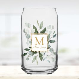 Monogram Watercolor Tropical Green Leaves Dosenglas
