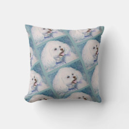 MONOGRAM WATERCOLOR WHIRLL BICHON FRISE KISSEN