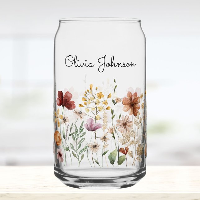 Monogram Watercolor Wildflower Pretty Floral  Dosenglas (In situ)