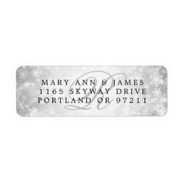 Monogram Wedding Address Silver Winter Wonderland