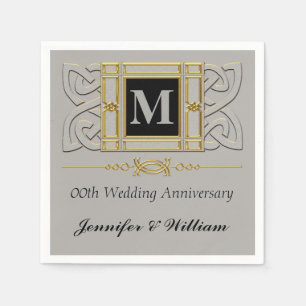 Monogram Wedding Anniversary Paper Napkins Serviette