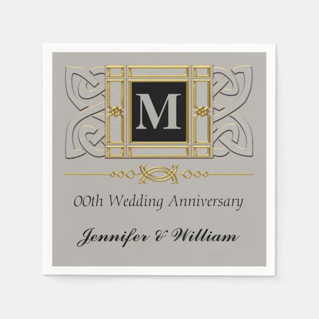 Monogram Wedding Anniversary Paper Napkins Serviette (Vorderseite)
