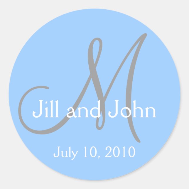 Monogram Wedding Bride Groom Date Aqua Sticker (Vorderseite)