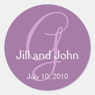 Monogram Wedding Bride Groom Date Lila Sticker