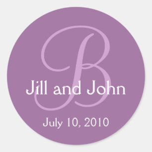Monogram Wedding Bride Groom Date Lila Sticker