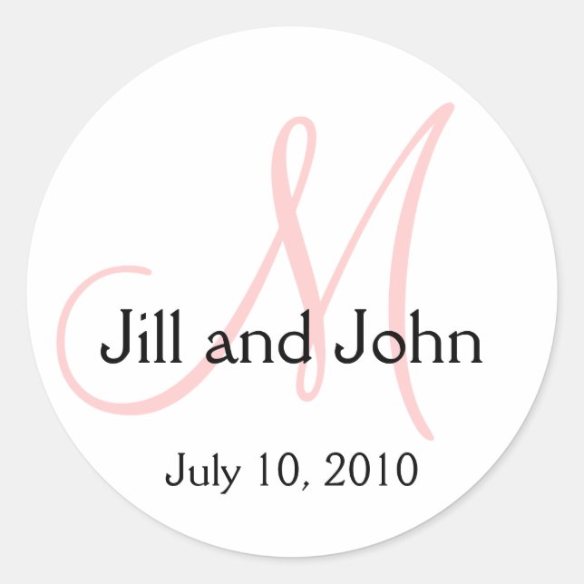 Monogram Wedding Bride Groom Date Pink Sticker (Vorderseite)