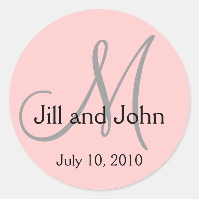 Monogram Wedding Bride Groom Date Pink Sticker (Vorderseite)