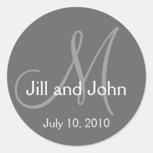 Monogram Wedding Bride Groom Gray Sticker