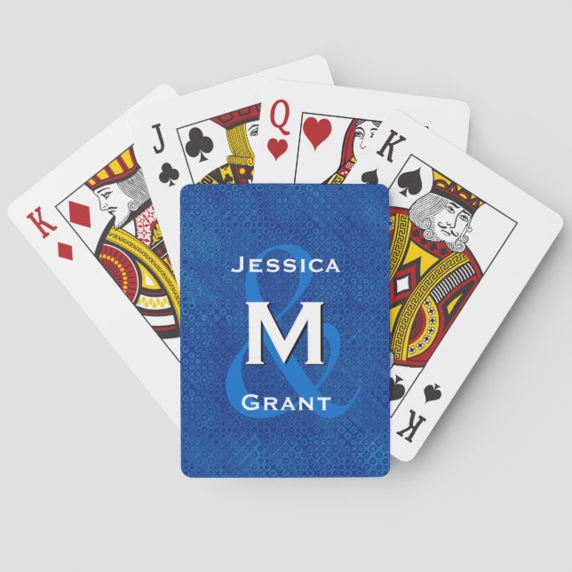 Monogram Wedding Bride und Groom Blue V322 Spielkarten (Rückseite)