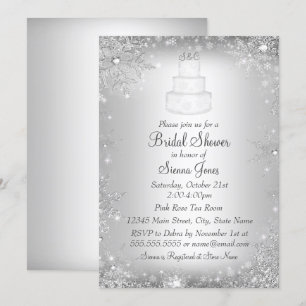 Monogram Wedding Cake Silver Brautparty Einladung