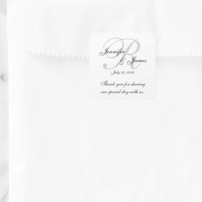 Monogram Wedding Danke Labels Stickers (Von Creator hochgeladen)