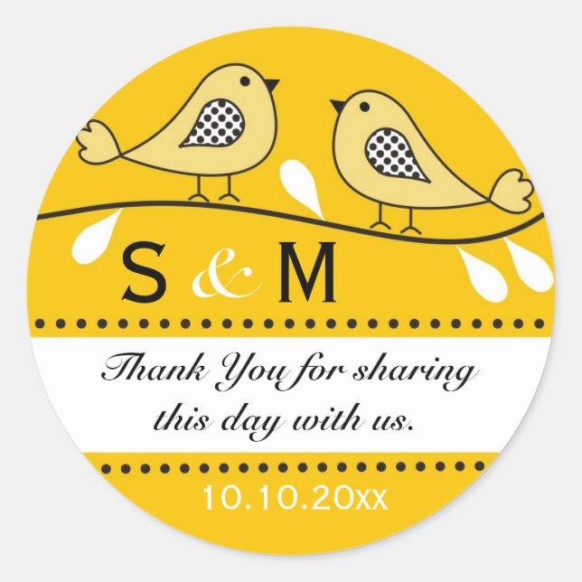 Monogram Wedding Danke Stickers (Vorderseite)