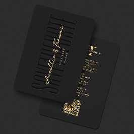 Monogram Wedding Elegant Black Gold Modern QR Save The Date