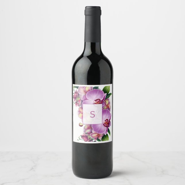 Monogram Wedding Food and Beverage Label Set Weinetikett (Vorderseite)