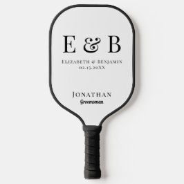 Monogram Wedding Groomsman Gift Photo Pickleball Schläger
